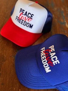 Peace Love Freedom trucker hat