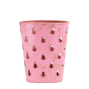 Christmas Tree Gift Tin in Pink 8"