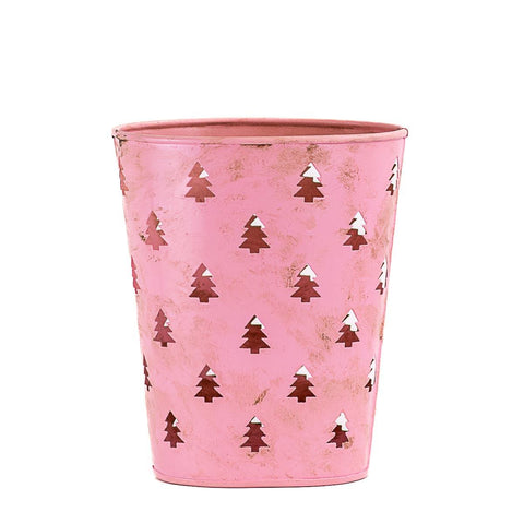 Christmas Tree Gift Tin in Pink 8"