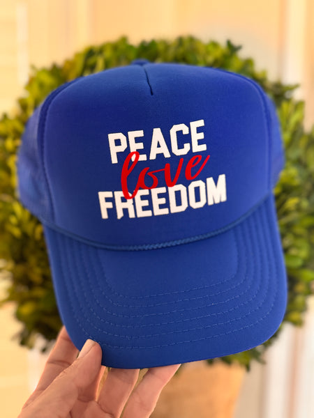 Peace Love Freedom trucker hat