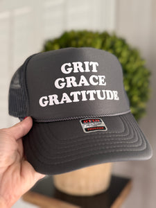 Grit Grace Gratitude trucker hat