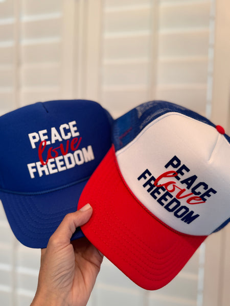 Peace Love Freedom trucker hat