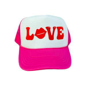 Love (w/ lips) trucker hat