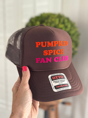 Pumpkin Spice Fan Club trucker hat