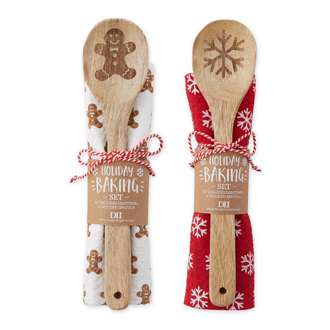 Holiday Baking Dishtowel + Spoon Gift Set